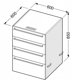 Mobiletto mobile con quattro cassetti