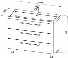 Unterschrank ASTRA 100 mit Waschbecken
