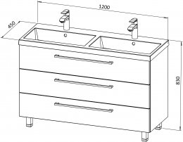 Unterschrank ASTRA 120 mit doppelten Waschbecken