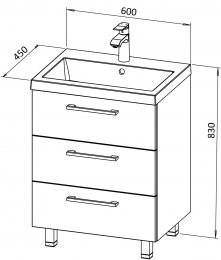 Unterschrank ASTRA 60 mit Waschbecken