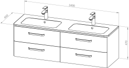 Vanity unit CHARM 140 with double washbasin