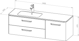 Vanity unit CHARM 140 with basin L/R