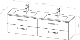 Vanity unit CHARM 160 with double washbasin