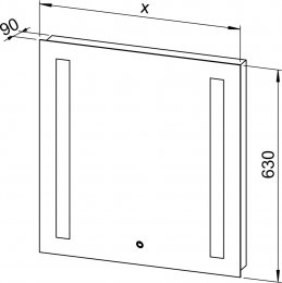Ogledalo z integrirano lučjo, 2 traka