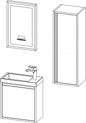 Connect / kopalniški sestav I / 50 + 35 cm
- Omarica CONNECT 50 z umivalnikom
- Ogledalo CONNECT 40 z radiem
- Stranska omarica CONNECT 35x100