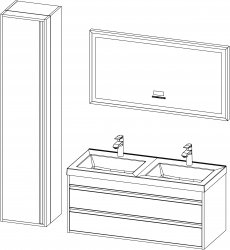 Connect / kopalniški sestav V / 120 + 40 cm
- Omarica CONNECT 120 z dvojnim umivalnikom
- Ogledalo CONNECT 120 z radiem
- Stranska omarica CONNECT 40x180 (leva)