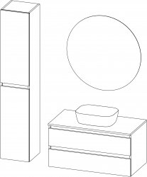 Stella TOP / kompozicija III / 100 + 35 cm
- Baza STELLA TOP 100
- Ogledalo JAZZ 90 na poleđini
- Kolona STELLA 35x180, 2 vrata