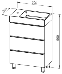 Unterschrank SLIM 60 mit Waschbecken