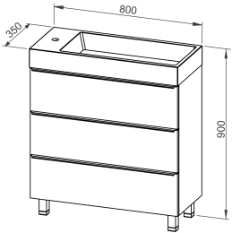 Unterschrank SLIM 80 mit Waschbecken
